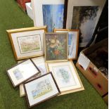 A quantity of pictures and prints, to include a seascape signed in pencil to margin KSY Keable limit