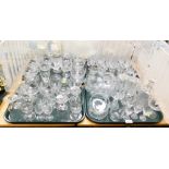 Various drinking glasses, miniature decanter, tankards, serving bowl, etc. (4 trays)