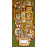 A group of modern gilt and pine framed still life prints. (1 box)