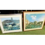 Two decorative prints, to include an Italy river scene and a RAF scene. (2)