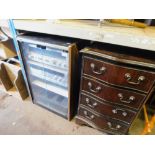 A Sansui R70 Hi-Fi system and cabinet, together with a mahogany four drawer chest. (2)