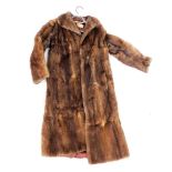 A National Fur Company Ltd full length fur coat, in brown and white mottled finish, with a brown lin