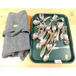 A group of silver plated and other cutlery, mainly teaspoons, a few spoons stamped nickel silver, et