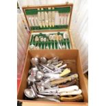 Various cutlery, to include a cased canteen of silver plated cutlery and various loose cutlery. (2 b