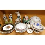 A group of ceramics and effects, to include Staffordshire style flat back figures, a set of Regency