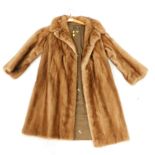 A Franklin's For Furs Leicester full length fur coat, in a light brown fur with a brown and floral l