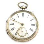 A late Victorian silver cased pocket watch, with a white enamel dial, case Chester 1896.