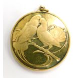 A silver gilt French love token, with two doves and inscription "in vous sans moi, ni moi sans vous"