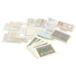 A collection of world bank notes mainly German, to include hyperinflation money etc.
