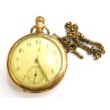 A CWC Company gold plated pocket watch, with a white enamel dial, second style bezel wind, and assoc