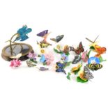 A collection of continental porcelain butterflies, possibly Franklin Mint (AF), and a Border Fine Ar