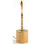 A modern industrial style table lamp, with copper and rope column, and turned beech base, 48cm high.