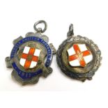 Two silver sporting medallions, to include The Lincoln Amateur Football Club 1911, with enamel decor