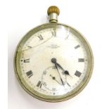 A silver plated pocket watch, the enamel dial stamped Kays Standard Lever. (AF)