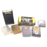 A quantity of novelty and other lighters, to include Zippo, US Marine Corp lighter, another silver p