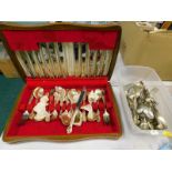 A Viners of Sheffield oak cased canteen of cutlery, various other loose flatware etc. (a quantity)