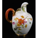 A Royal Worcester blush ivory jug, shape code 1094, puce factory mark, 1892, 14cm high.