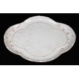 A first period Belleek cabaret tray, grass pattern picked out in gilt and puce, of the largest size,