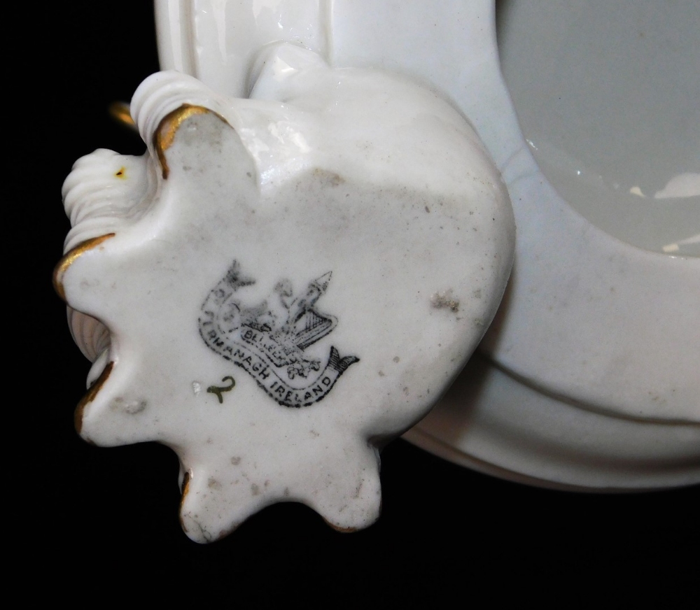 A second period Belleek Dragon tea kettle, cover and stand, second period black mark, 1891-1926, dec - Bild 7 aus 15