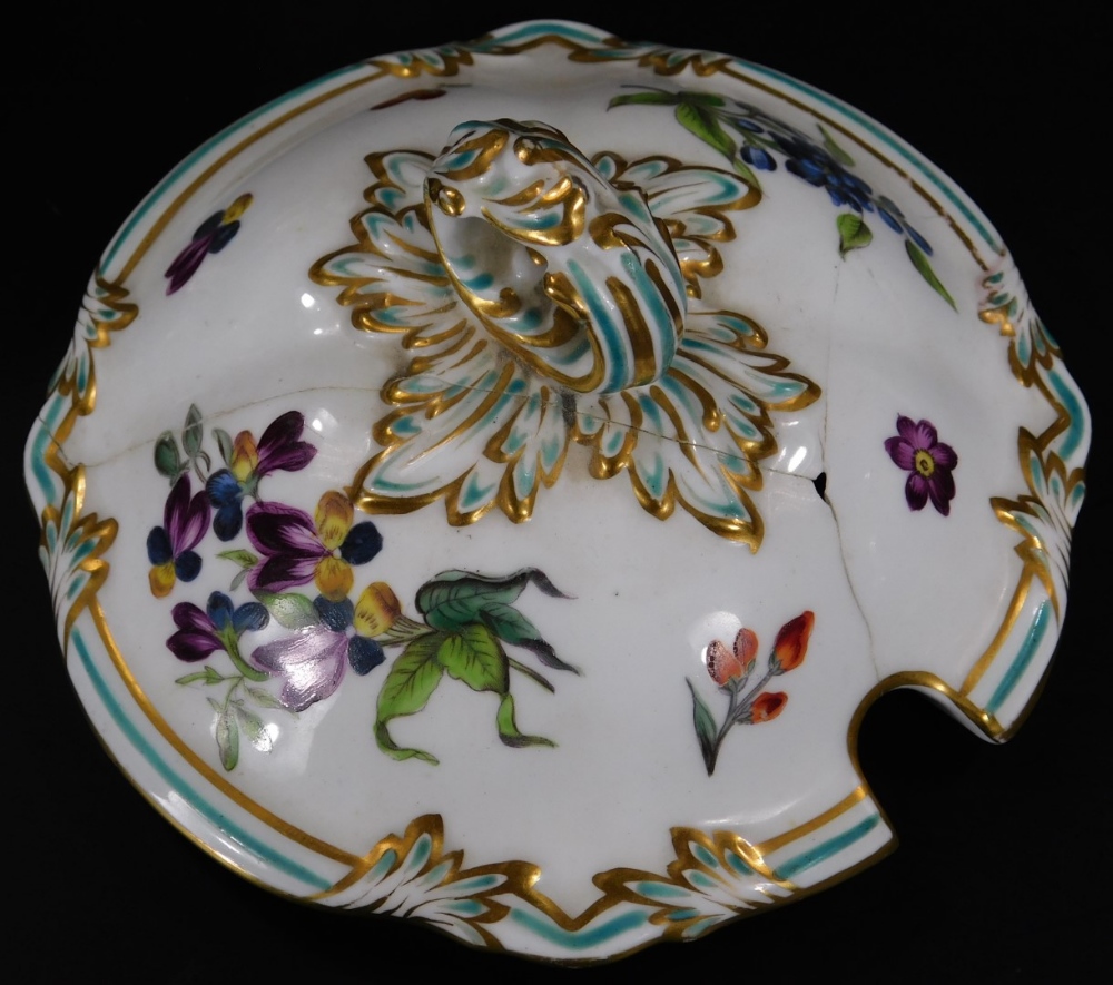 A 19thC continental porcelain part dinner service, each piece profusely decorated with handpainted f - Bild 7 aus 15