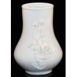 An unusual tall Belleek Allingham vase, second green mark and registration mark for the US of A, the