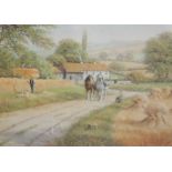 After Martin Spencer Coleman. Working horses - rural scene, coloured print, 40cm x 50cm.