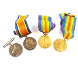 Two WWI father and son medal pairs, named to P NR F Parker, Royal Engineers, 227843., and Pte A C Pa