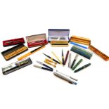 Conway Stewart Parker Qualitrol and other fountain and ballpoint pens, some sets, boxed, together wi