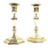 A pair of Edward VII loaded silver candlesticks, of octagonal baluster form, Goldsmiths & Silversmit