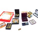 Silver and costume jewellery, including two butterfly wing brooches, further brooches, marcasite and