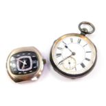 A Victorian gentleman's silver cased pocket watch, open faced, keywind, circular enamel dial bearing