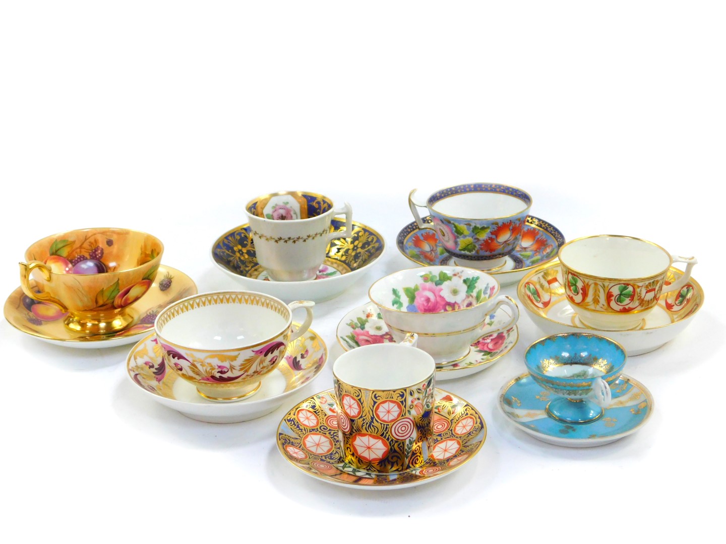 Early 19thC and later porcelain tea and coffee wares, including an Aynsley porcelain cup and saucer