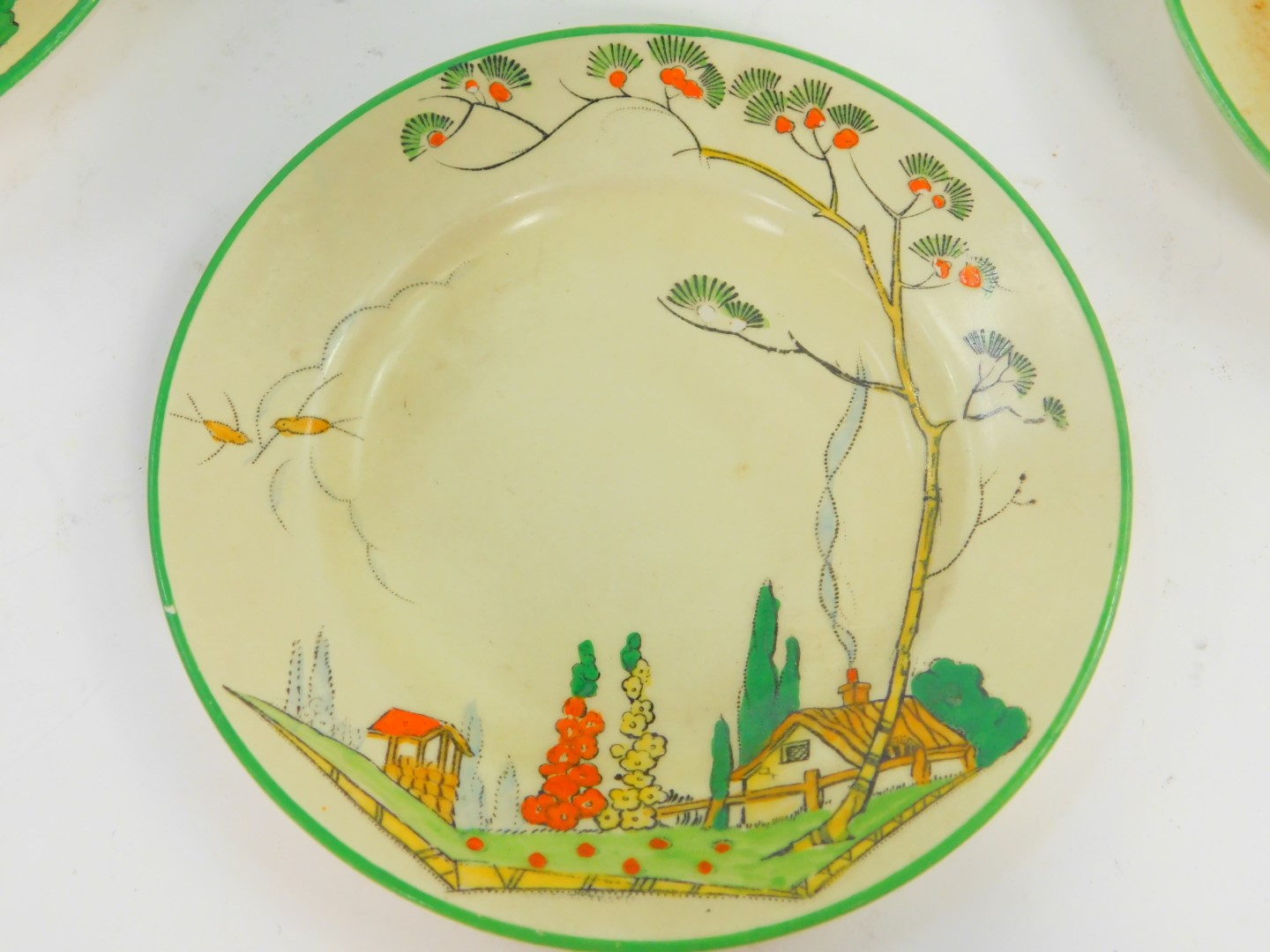 A Grimwades Royal Winton Art Deco pottery tete-a-tete, decorated with a cottage garden and hollyhock - Image 2 of 3