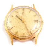 A Omega gentleman's 9ct gold cased wristwatch, circular champagne dial with gold batons, centre seco
