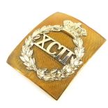 A XCII Scottish Highlanders brass and silver plate belt plate, 10cm high, 8cm wide.