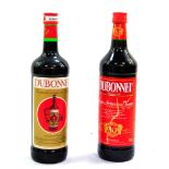 Two bottles of Dubonnet, one marked Grand Aperitif de France, Vieilli en Foudre des Chene., the othe