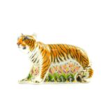 A Royal Crown Derby porcelain paperweight modelled as a Sumatran Tiger, boxed.