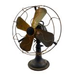 An early 20thC cast iron and brass electric table fan, model no 1230, 34cm diameter.
