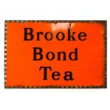 A Brooke Bond Tea orange backed enamel advertising sign, 50.5cm high, 78cm wide.