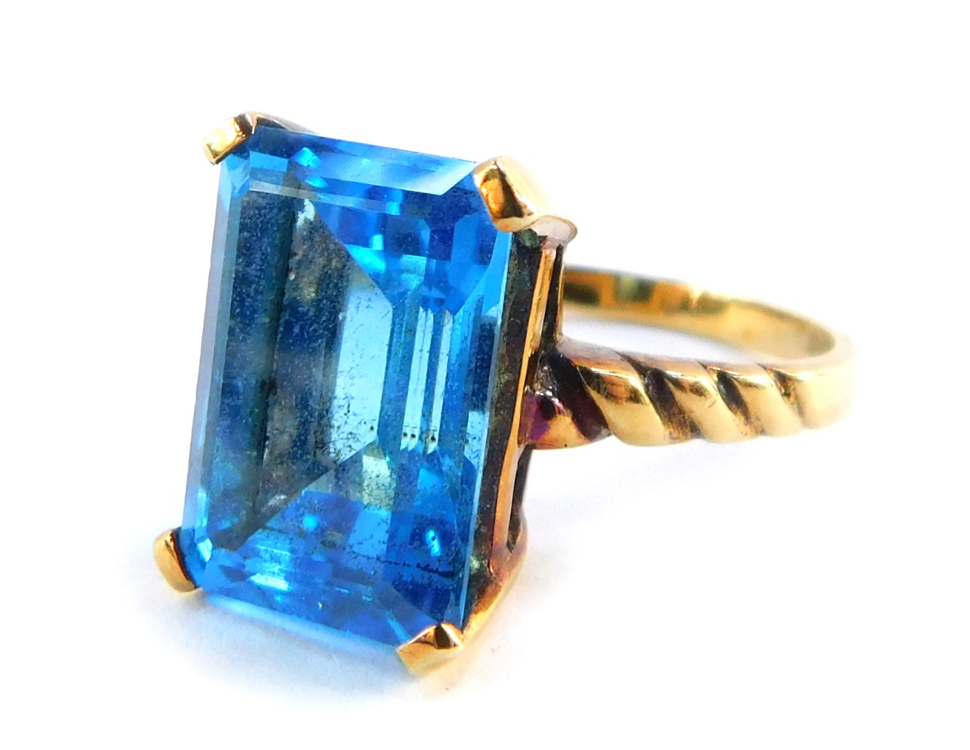 An emerald cut tourmaline ring, set in yellow metal, stamped 14ct and VAN CLEEF & ARPELS, size N, 5.