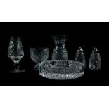 A group of Waterford Crystal, comprising an ashtray, a match holder, vase, 14cm high, sweet meat di