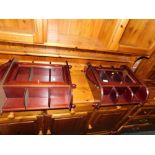 A pair of reproduction mahogany wall mounted display cabinets, 53cm high, 46cm wide.