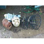 Garden ornaments, including Chinese clay lanterns, road lamp, wall planters, etc. (7)