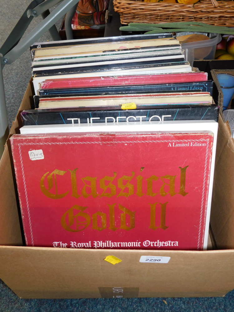 LP records, to include Classical Gold 2., The Best of ABBA., Peggy Lee., etc. (1 box)