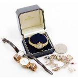A group of costume jewellery, to include a Rotary ladies wristwatch, Lorus ladies watch, a Pulsar la