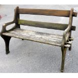 A two seater wooden garden bench, with two slat back and three slat notch base, 87cm high, 113cm wid