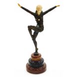 After Demetre Chiparus (1886-1947). Dancing female, an Art Deco bronze figure based on The Dancer o