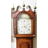 J A Hall. A late 19thC mahogany cased longcase clock, the dial with maker JAS Hall of Sleaford, with