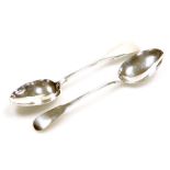 Two silver fiddle pattern serving spoons, comprising a William IV spoon, Dublin 1832, maker's mark I