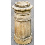 A reconstituted stone turret chimney pot, 86cm high. (AF)